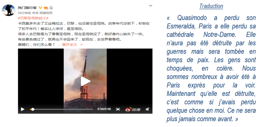 Incendie Notre Dame de Paris - internautes chinois