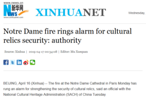 Incendie Notre Dame médias chinois réaction